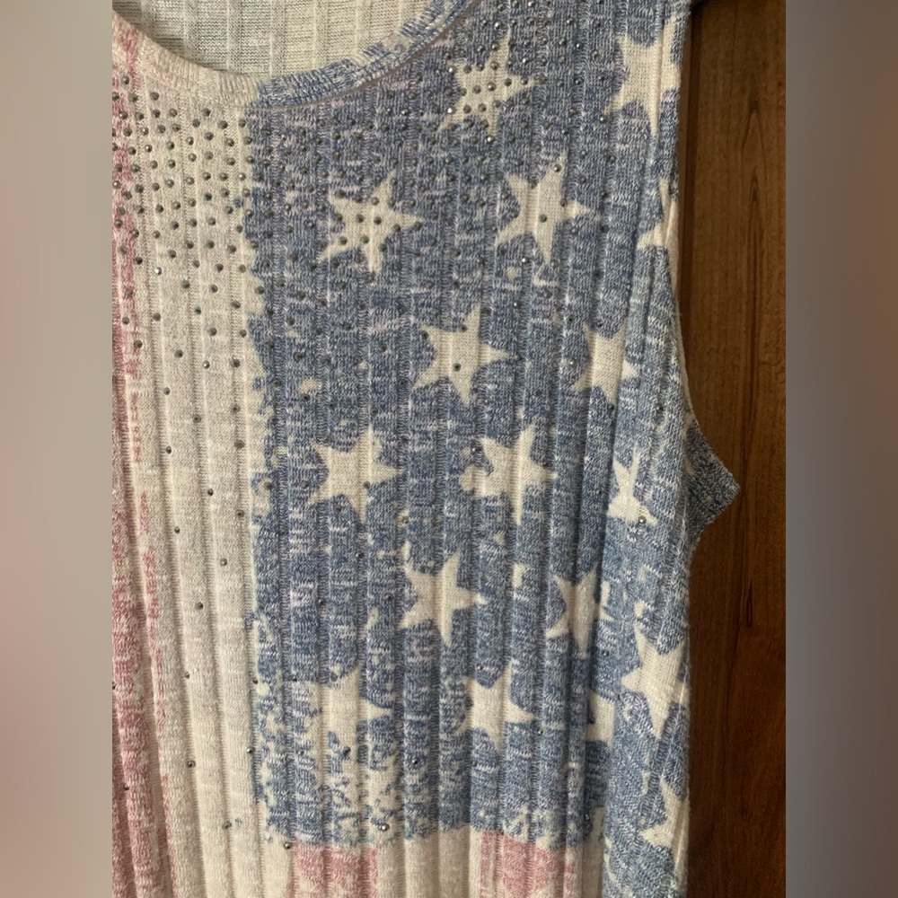Vocal American Flag Bling Sleeveless Top. Size L. - Picture 2 of 6